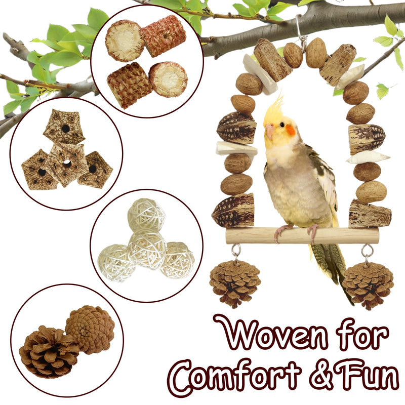 Nut Perch Stand with Interchangeable Materials – Natural, Safe Bird Playset for Beak Exercise & Mental Stimulation Nutty Nature Charms - PawsPlanet Australia
