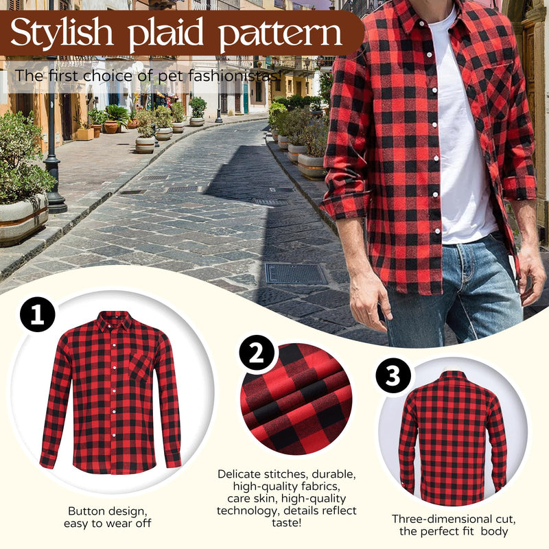 Dog Shirts Plaid Dog Shirt Dog Clothes for Small Medium Large Dogs Owner and Pet Shirts are Sold Separately M-(46.06"Bust)-for Human Red&Black Only for Human - PawsPlanet Australia