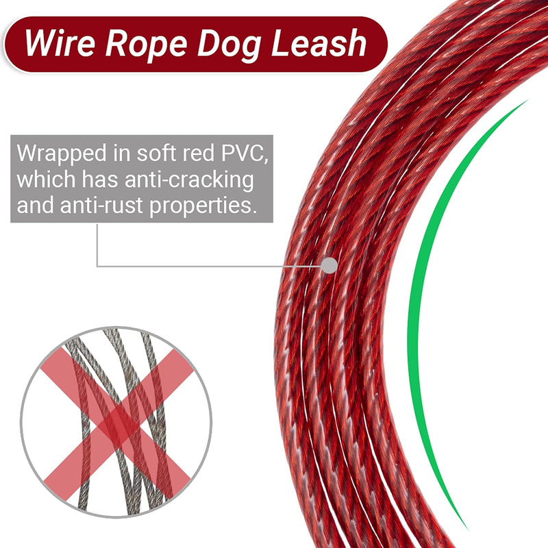 Leashboss 2 Pack Dog Tie Out Cables for Large Dogs - 5 Ft Heavy Duty Tether for Outside Dog Runner - Durable, Chew-Proof, Dog Lead for Yard, Camping, and Training 5 Foot - 2 Pack Classic Red - PawsPlanet Australia