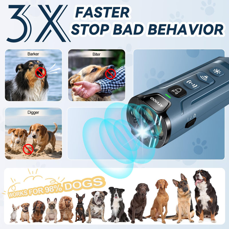 Dog Anti-Barking Device - Humane Ultrasonic Bark Control for Your or Neighbor's Pet (Dark Blue) Dark Blue