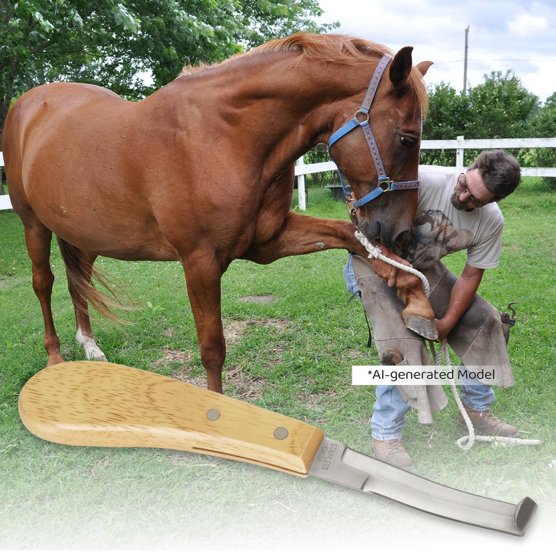 Hoof Knife Double Edge with Wooden Ergonomic Handle Hoof Trimmer Farrier Tool for Horses, Cows & Farm Livestock