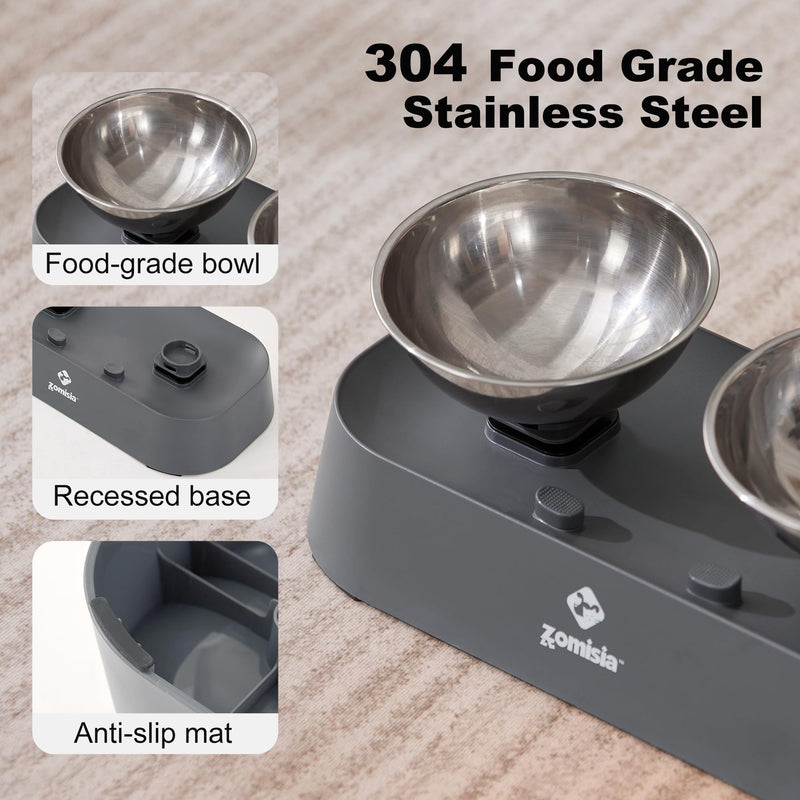 Raised Cat Food and Water Bowls with 3 Height for Indoor Cats, 15° Tilted in Both Ways Elevated Base Anti Vomiting Cat Dishes, Anti Spill for Puppies - PawsPlanet Australia
