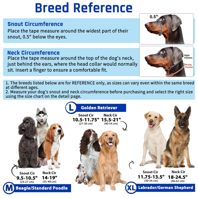 BARKLESS Dog Training Head Collar for Pulling, No Pull Head Halter with Adjustable Safety Strap, Anti-Pull Soft Padded Muzzle Leash for Walking Training Leash Reactive Large Dogs Black XL