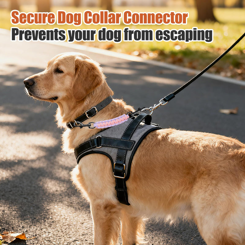 Dog Collar Safety Clip with Dual Clasps,Handmade Backup Safety Strap for Dog Harness, Collars and No Pull Harness Connectors (Pink & Light Purple) Pink & Light Purple