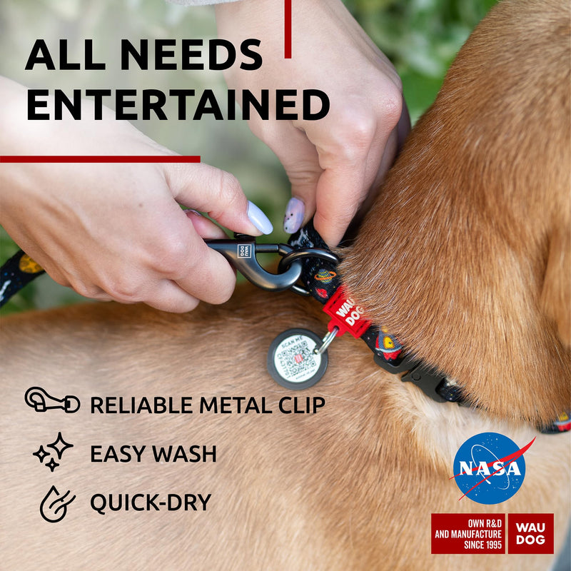 Nylon Dog Collar NASA 9" - 16" Neck/Nylon Dog Leash NASA - PawsPlanet Australia