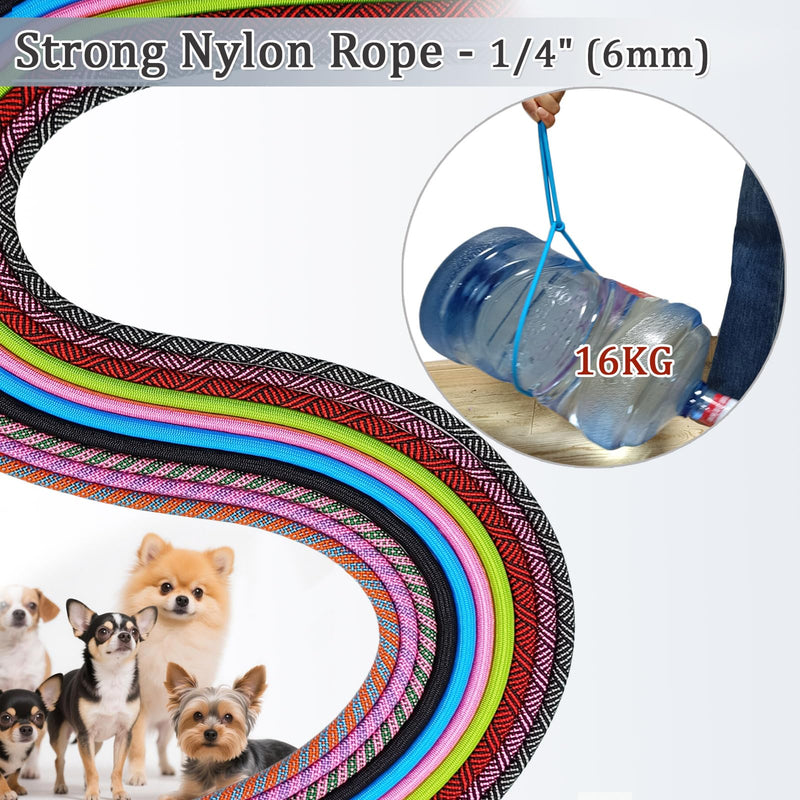 WYuZe 5ft Puppy/Dog Leash for Small Dogs, 1/4" Thin Rope Leash with Easy to Use Hook, Lightweight Cat Leashes for Chihuahua/Yorkie/Tiny Breed, 10 Colors, Black Pink 5 FT (3~18 lbs) - PawsPlanet Australia