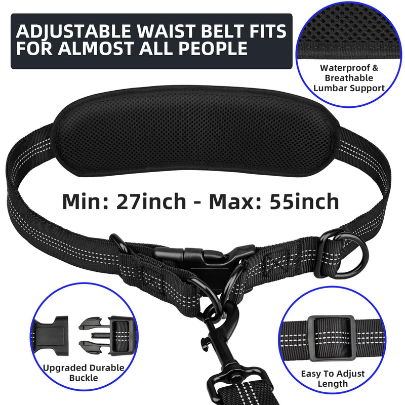 Hands Free Double Dog Leash with Pouch, Dual Leash for 2 Dogs with Reflective Padded Handles, Durable Bungee and Lumbar Waist Belt for Walking, Jogging and Running (Medium/Large, 25-120 lbs) Medium/Large - PawsPlanet Australia