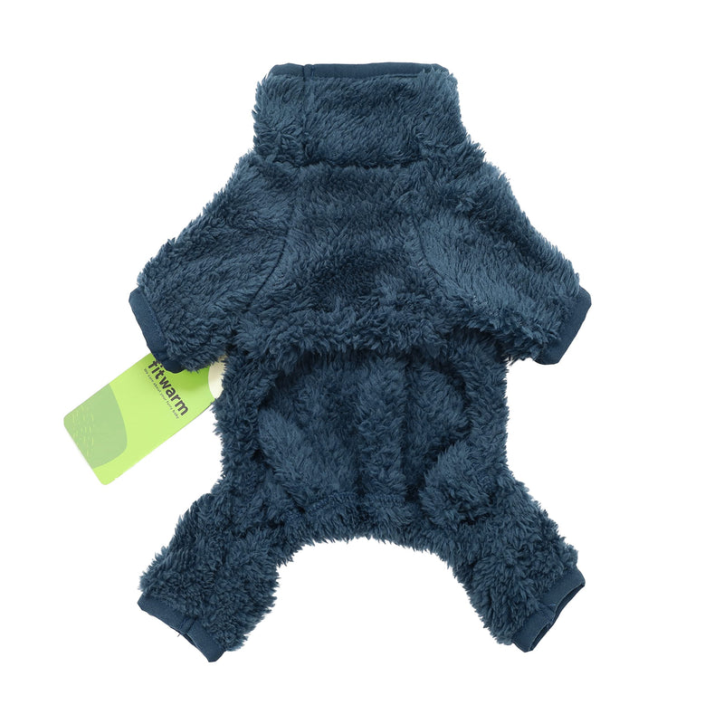 Fitwarm Dog Fuzzy Velvet Pajamas, Dog Winter Clothes for Small Dogs Boy Girl, Pet Jumpsuit, Doggy Apparel, Navy Blue, Medium