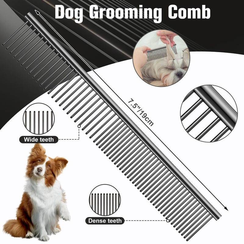 Professional Dog Grooming Scissors Set - 6.5" Thinning, 7" Straight, 7" Up-Curved, 7" Down-curved Scissors and Comb for Dog Cat Pet (Black) Black - PawsPlanet Australia
