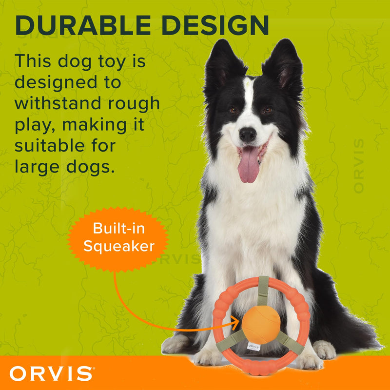 Orvis Dog Whitewater Toss Ring Floating Fetch Toy and Chew; High Visibility Wheel Shaped Frisbee Dog Toy - Floats in Water, Quick Dry, Easy to Clean, Squeaky Toy for Large Dogs, Aggressive Chewers 8 Inch - PawsPlanet Australia