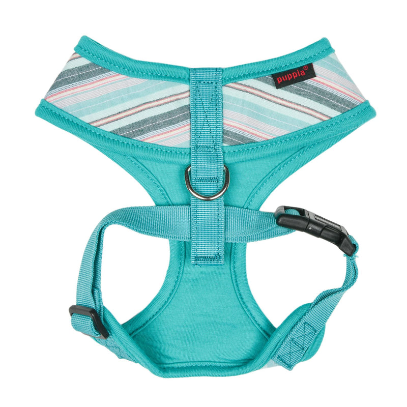 Puppia Theros Dog Harness A (Over-The-Head) Fashionable Striped Pattern Spring Summer Harness for Small and Medium Dogs, Aqua, Medium AQUA_THEROS