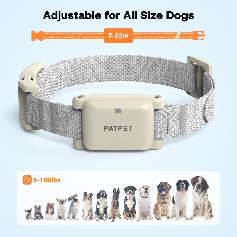 PATPET Dog Training Collar - IPX7 Waterproof Shock Collar for 5-100lbs Small Medium Large Dogs Cats Rechargeable Training Collar with 3 Safe Modes Beige One Collar