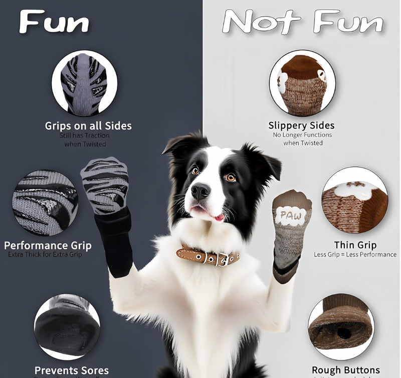 Dog Socks - Non-Slip Paw Protectors for Hardwood Floors | Anti-Slip Traction Socks | Stays On When Twisted | Stops Licking & Scratching (4-Pack) (Stripe, X-Small) Stripe - PawsPlanet Australia