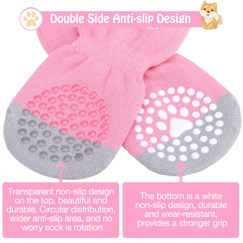 SCENEREAL Anti-Slip Dog Socks to Prevent Licking Paws, Dog Shoes for Hot/Cold Pavement, Dog Boots & Paw Protectors with Grippers for Hardwood Floors, Dog Booties for Small Medium Large Senior Dogs S(Pack of 6) Pink Pearl Paw - PawsPlanet Australia