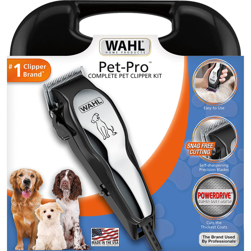Wahl USA Clipper Pet-Pro Dog Grooming Kit - Electric Corded Dog Clipper for Dogs & Cats with Fine & Medium Coats - Model 9281-210 one size - PawsPlanet Australia