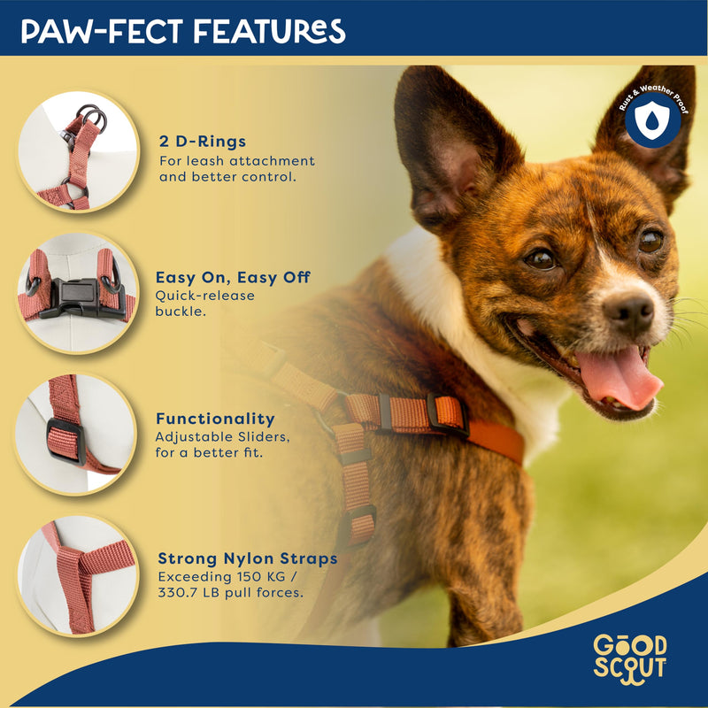Good Scout Heavy Duty Dog Harness, Durable Dog Body Harness for Walking & Training, Brick, Large - PawsPlanet Australia