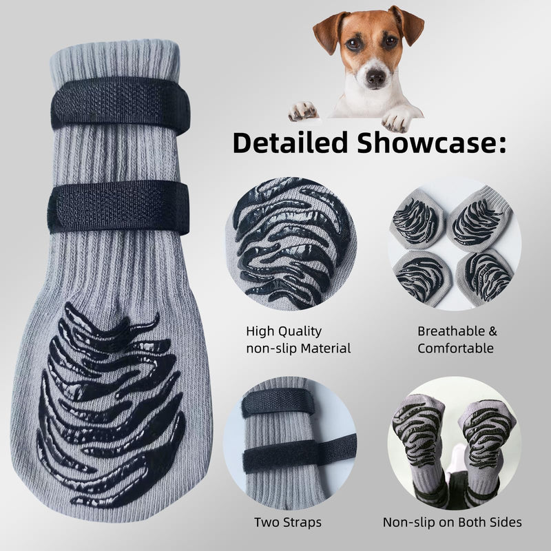 Anti-Slip Dog Socks with 2 Adjustable Straps, Suitable for Hardwood Floors and Warm/Cold Pavements, Anti-Licking and Anti-Slip, Ideal for Dog Paw Protection,for All Dog Breeds (L) L - PawsPlanet Australia