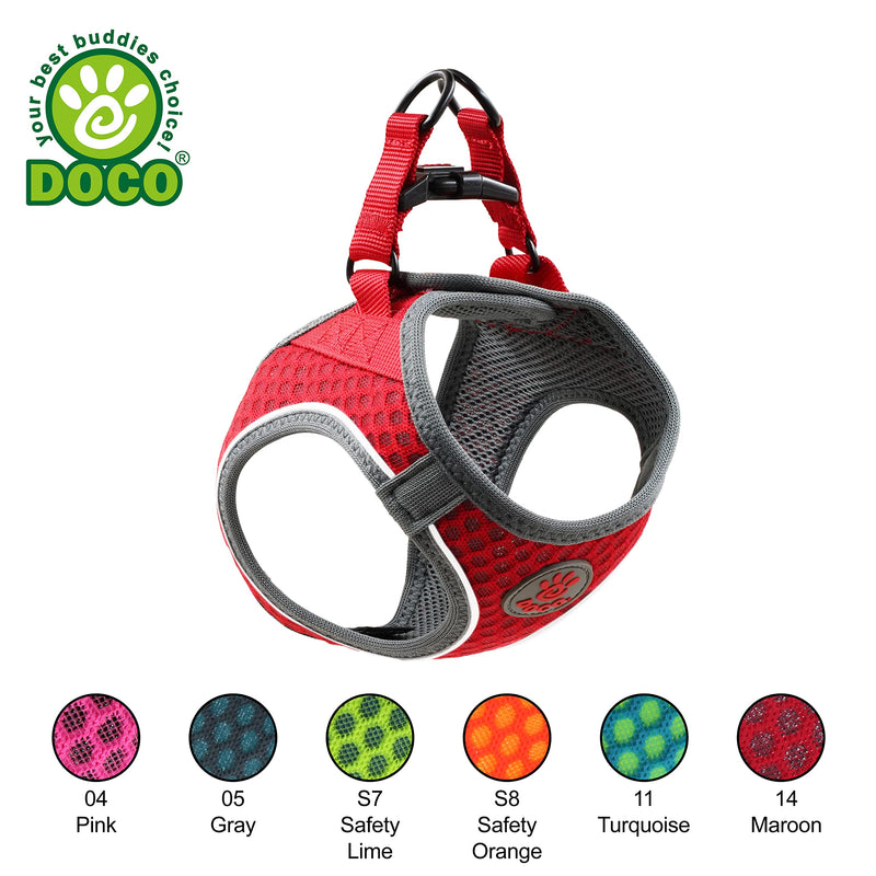DOCO Athletica Small Dog Quick FIT Mesh Harness │ 2 Leash Clips, Heavy Duty No Choke Vest, Lightweight Reflective (Dogs and Puppies Under 30 lbs) Large (Chest: 18.5-19.5") Orange - PawsPlanet Australia