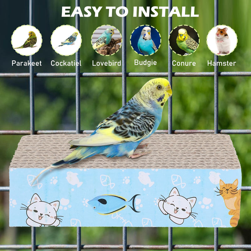 2 PCS Bird Chew Toy Parrot Cage Perch Cardboard Platform Bird Paw Grinding Stand for Cage Birds Resting Platform Stand Parrot Playground Exercise Toys ParakeetsCage Accessories - PawsPlanet Australia