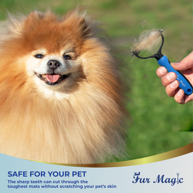 Fur Magic Deshedding Tool & Dematting Comb – Grooming Brushes for Dogs, Cats, Horses – Reduce Shedding and Remove Knots, Mats and Loose Undercoat, Large Size Large Bundle