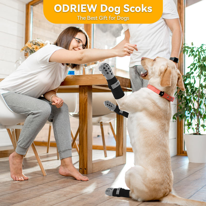 6 PCS Dog Socks to Prevent Licking Paws, Double-Sided Non-Slip Dog Socks for Hardwood Floors Anti Slip Paw Protector with Elastic Reflective Straps for Medium, Large, Senior Dogs. (Grey, M) Grey - PawsPlanet Australia