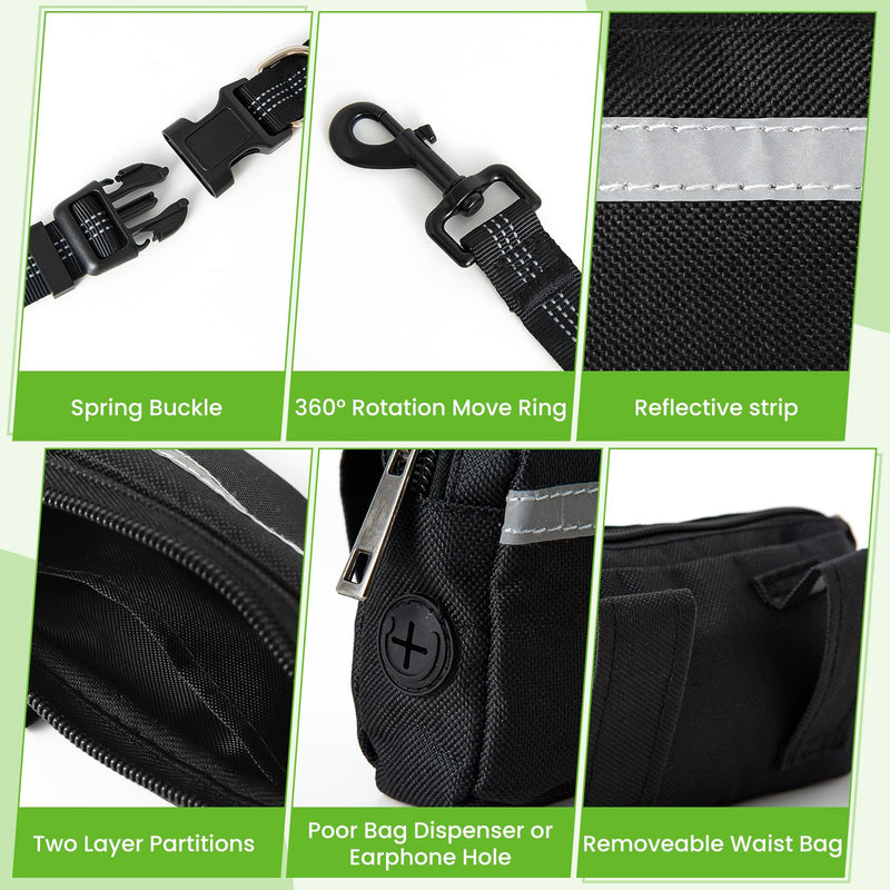 Double Leash for Two Dogs for 2 Dogs with Pouch and 4 Padded Handles for Medium to Large Dogs Running, Walking, Hiking - PawsPlanet Australia