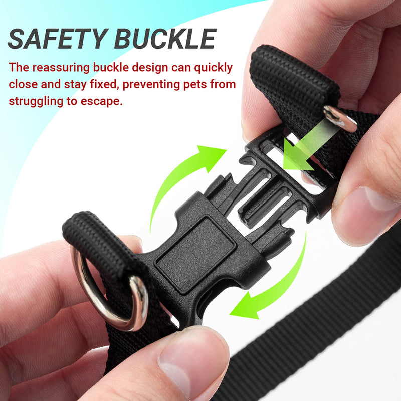 No Pull Dog Harness - Adjustable Step-in Harness & Leash Set for Small, Medium, Large Dogs - Escape Proof Soft Pet Harness for Walking, Training, Hiking, Outdoor Activities LARGE (chest: 23.4"-31" neck: 14"-20" ) Black - PawsPlanet Australia
