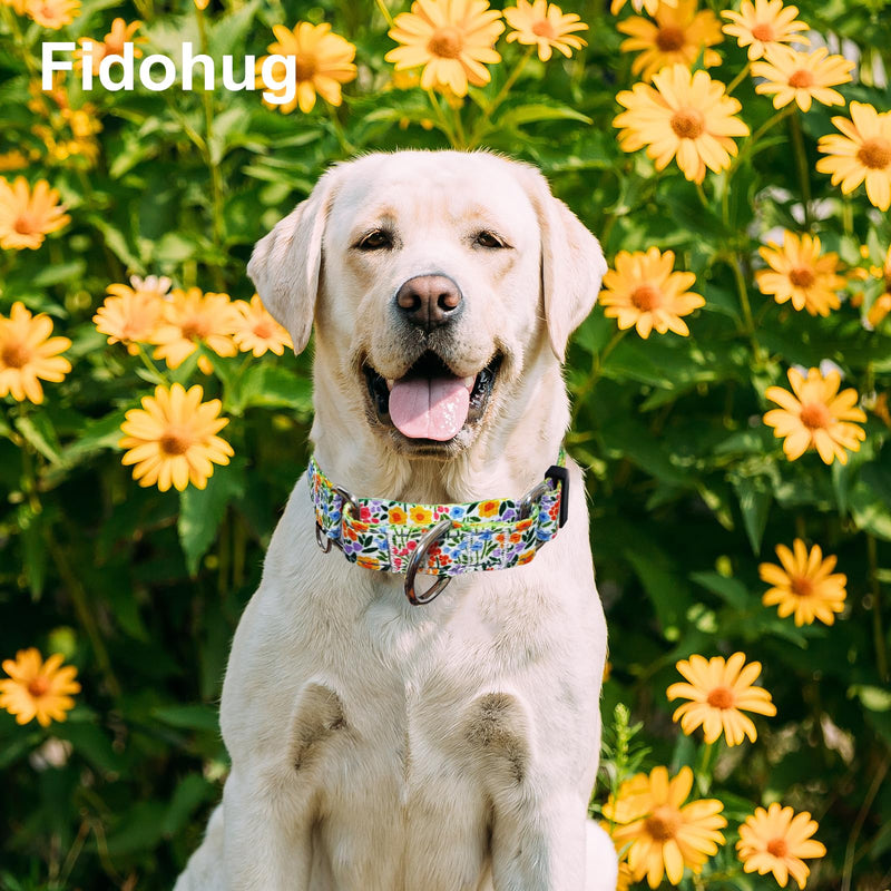 Reflective Martingale Collar for Dogs Nylon Training Collar with No Buckle Cute Floral No Pull Dog Collar for Medium Dogs（Yellow Flower，M） Yellow Flower - PawsPlanet Australia