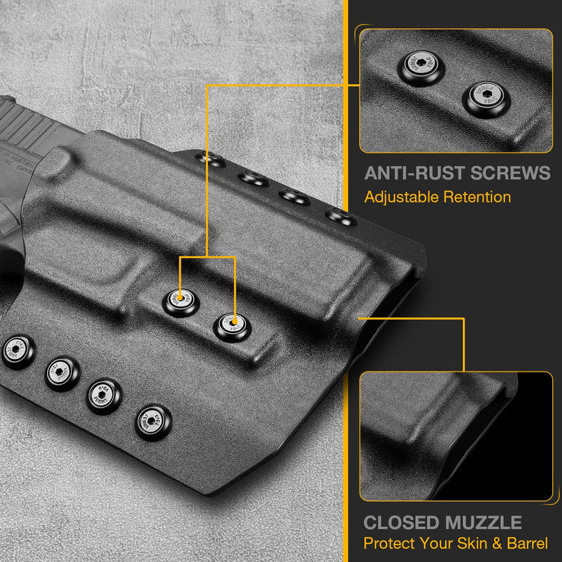 OWB Kydex Holster Fits: Glock 17 22 31丨Glock 19 19X 23 32 44 45丨M&P 9 40 45, SD9VE SD40VE丨CZ P-07丨P320 Compact, M18,XCarry, XCompact. OWB Holster for Concealed Carry, Adjustable Retention-Right Hand Right Hand Draw(OWB) Glock 17 22 31(Gen1-5)