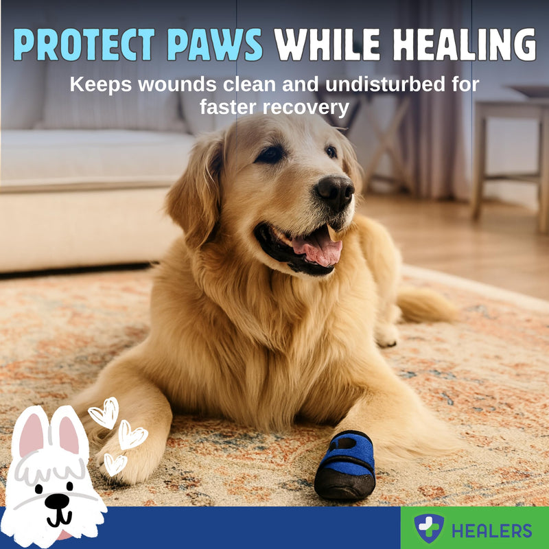 Healers PetCare Medical Dog Boot – Protective Dog Bootie for Injured Paws, Wound Care & Recovery - Breathable, Non-Slip, Adjustable Strap Closure (Single Bootie) (X-Large) X-LARGE - PawsPlanet Australia