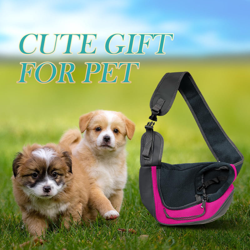 Pet Dog Sling Carrier, Breathable Mesh Adjustable Puppy Sling Carrier Hand Free for Small Dog Cat, M, Rose 13.0"L x 9.1"W x 2.0"H - PawsPlanet Australia