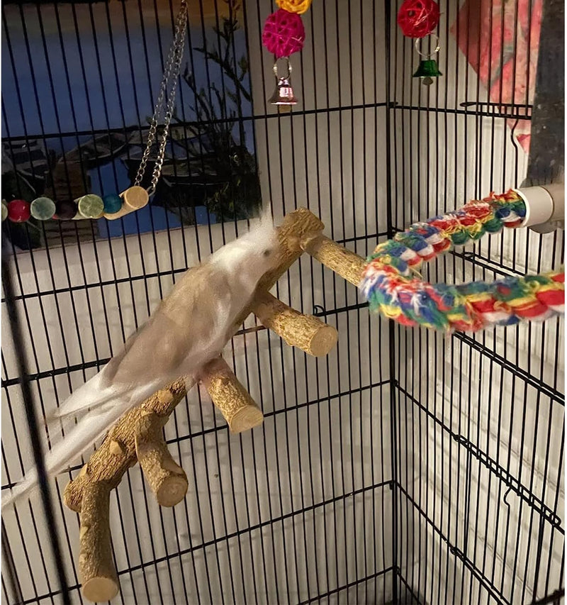 Bird Parrot Ladder Perch for Cage, Nature Wooden Bird Bridge Exercise Stands Parrot Climbing Chewing Toys for Small Animal A - PawsPlanet Australia