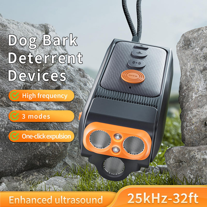 Dog Bark Deterrent Devices with 3 Sonic Heads, 1-Touch Dog Trainer, 32ft Range Rechargeable & Compact & Bark Control with Flashlight, Helps Improve Dog's Behavior (Black) Black
