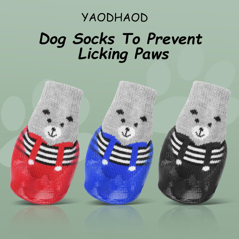 YAODHAOD Anti-Slip Dog Socks for Hardwood Floors,Dog Shoes Hot/Cold Pavement to Prevent Licking Paws,Dog Boots & Paw Protector, Traction Control Booties for Small Dogs(4PCS) (Black, Large) Bllack - PawsPlanet Australia
