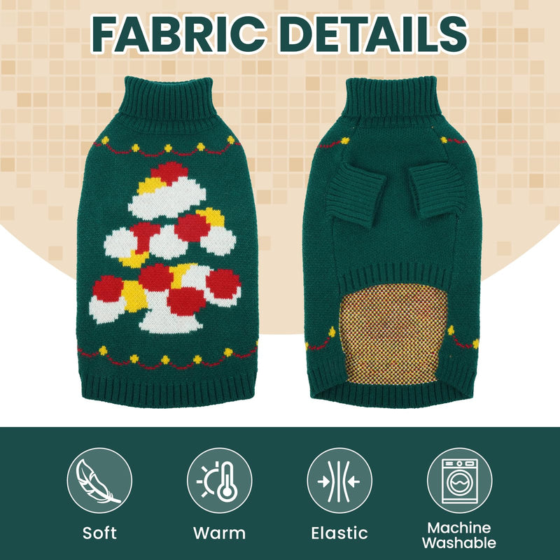 BRKURLEG Dog Sweaters, Christmas Dog Sweaters, Medium Large Dogs Warm Sweater for Cold Weather, Pullover Sweater Xmas New Year, Winter Knitted Sweatshirt Outfit for Boston Terrier, Beagle (Green, L) Green - PawsPlanet Australia