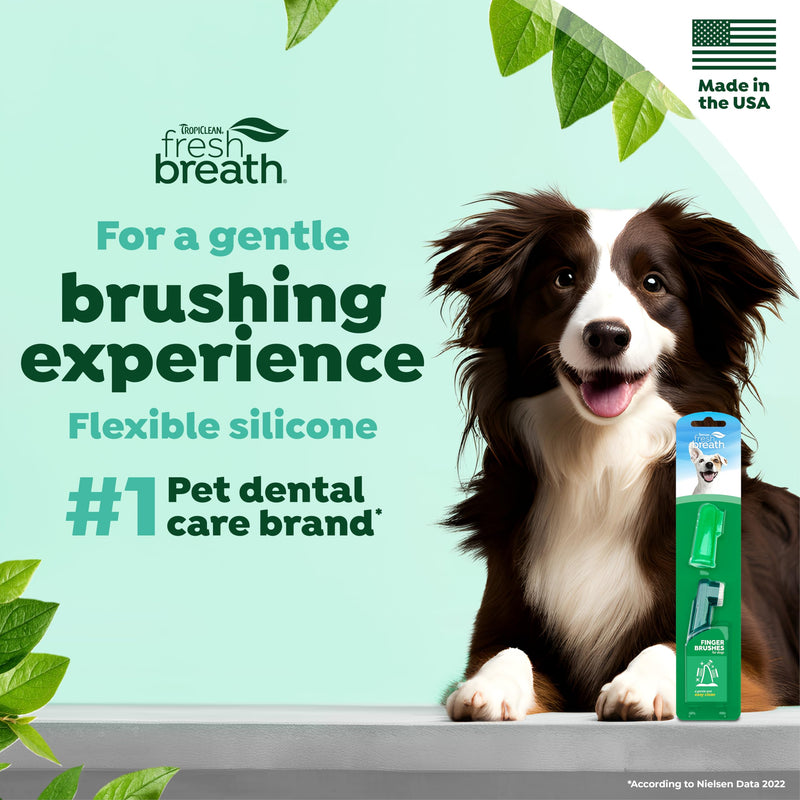 TropiClean Fresh Breath Finger Toothbrushes for Dogs & Puppies | Gentle Soft Toothbrush Alternative for Easy Teeth Cleaning Finger Brushes For Dogs - PawsPlanet Australia