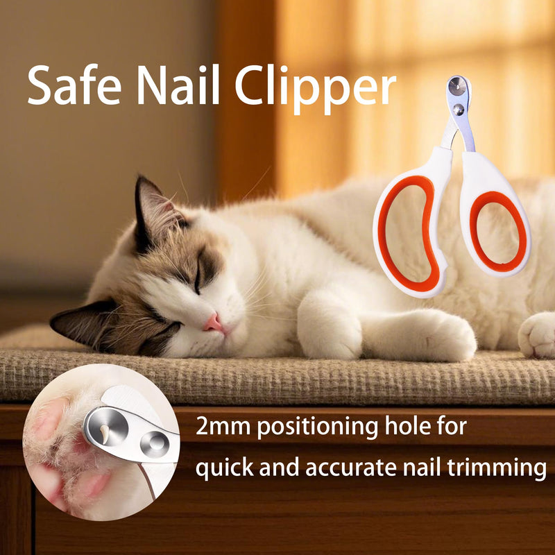 Cat grooming kit,5pcs Deshedding Brush for Cat with Kitten Nail Clipper,Cat Brush,Flea Comb and Bath Brush,Suitable for Short and Long Haired Cats,Indoor Cats and Travel,Orange - PawsPlanet Australia