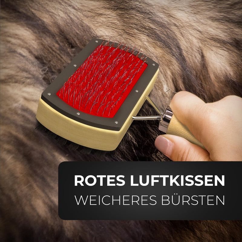 Naturasan – Heavy Duty Sheepskin & Lambskin Rug Brush for Wool and Pet Hair – Double-Sided Wooden Grooming Brush – Ideal for Rugs Dogs Cats Fleece Care - PawsPlanet Australia