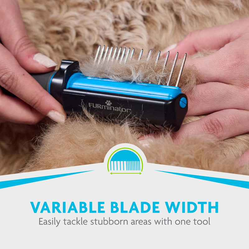 FURminator 2-in-1 Doodle Grooming Tool for Dogs, 1 Count, Dematting Tool with Comb for Mats, Tangles & Maintenance on Curly, Long, Silky & Wiry Coats - PawsPlanet Australia