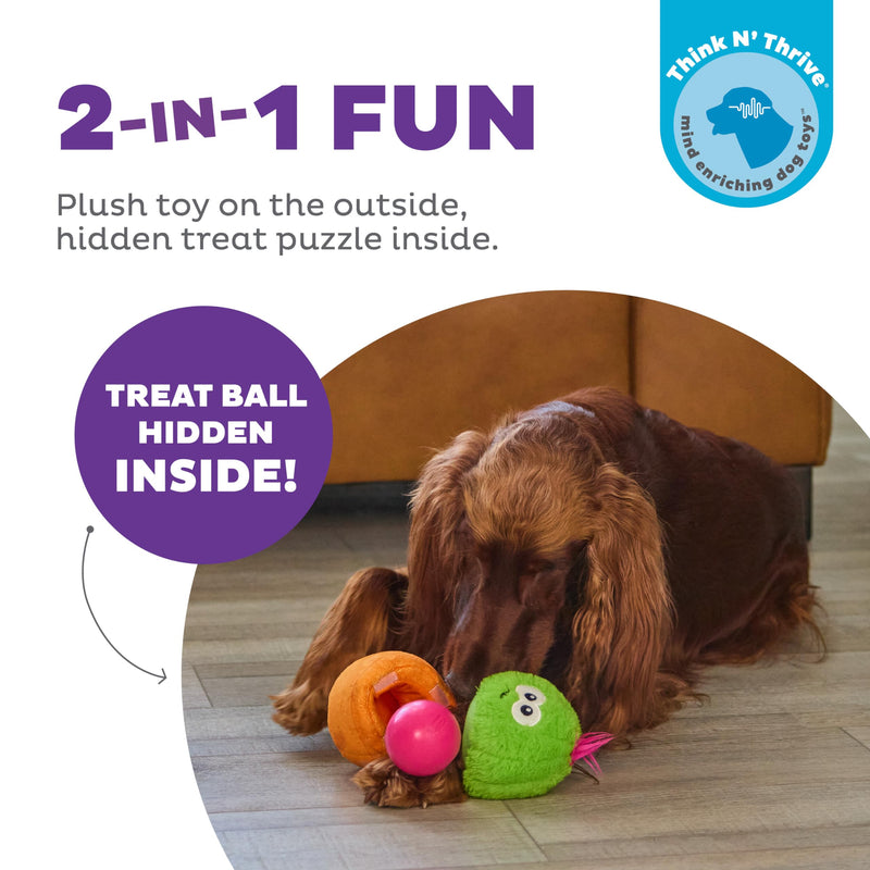 Outward Hound Nina Ottosson Snack Palz Interactive Plush Dog Puzzle with Treat Ball, Dog Enrichment Toys, Stuffable Dog Toy, Plush, Cactus, Green - PawsPlanet Australia