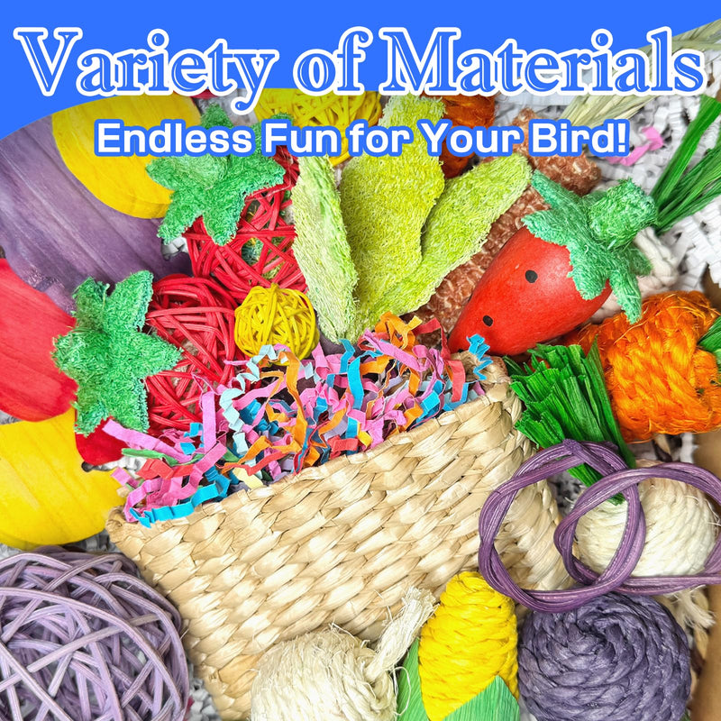 Colorful Bird Foraging & Parrot Shredding Toys Box - Safe Fruit & Vegetable Bird Toys, Perfect for Parakeets, Cockatiels, and Small to Medium Birds Fruit & Veggie Delight - PawsPlanet Australia