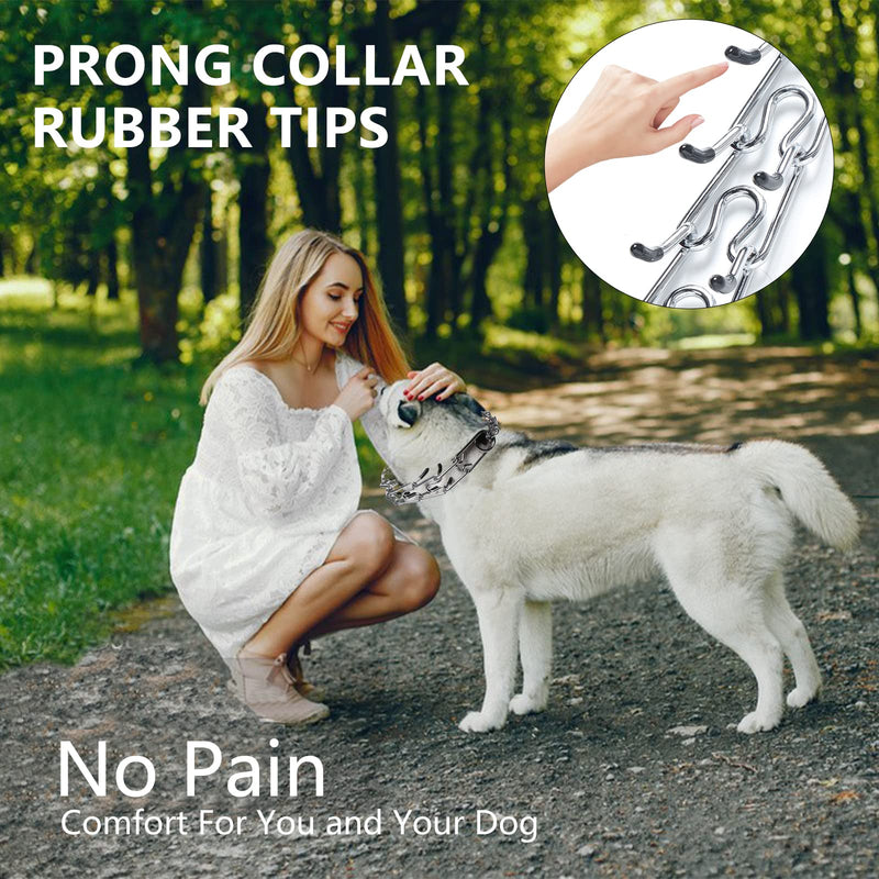 Prong Collar for Dogs,Dog Training Collar with One Professional Training Leash,Adjustable Pinch Collar with Quick Release Metal Buckle, No Pull Choke Collar for Small Medium Large Dogs?Silver, S?. S (Neck?13?-18??2.25mm )