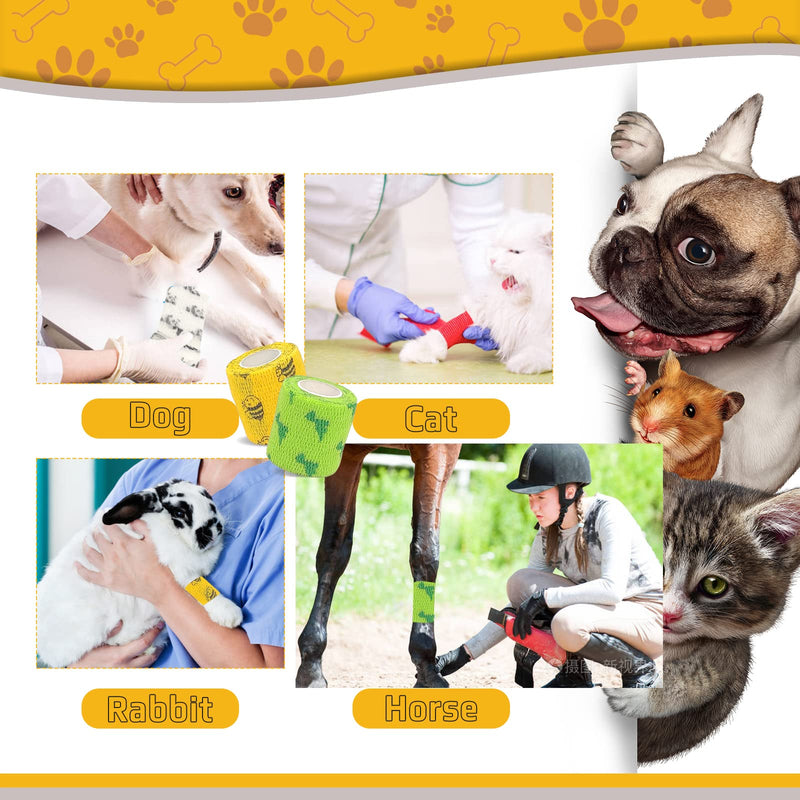 6 Pack Vet Wrap 2 inch for Dogs Horses, Pet Wrap Bandage Self Adhesive, Coban Bandages for Wounds Breathable Non Woven for Dog Cat Horse Pet Animals 2 Inch Animal - PawsPlanet Australia