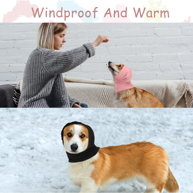Frienda 2 Pieces Ear Wraps for Dogs Dog Ear Muffs Dog Ear Covers for Noise Canceling Pet Ear Protection Dog Neck and Ears Winter Warmer(Small,Black, Pink) Small Black, Pink - PawsPlanet Australia