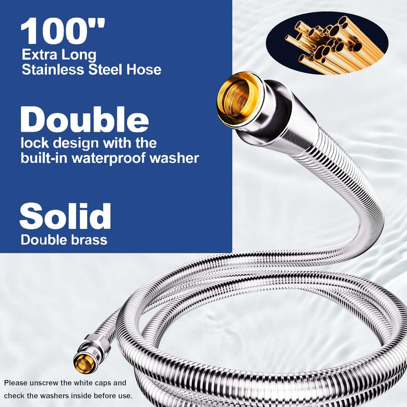 Dog Shower Attachment with On/Off Switch - Dog Bath Gently Washing the Dog/Baby, Indoor Shower Dog Wash Sprayer Kit，3 Spray Settings 79 Inch Stainless Steel Hose for Pet Care - PawsPlanet Australia
