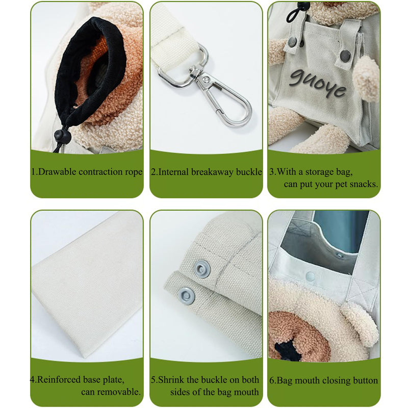 Bear-Shaped Show Head Pet Canvas Shoulder Bag, Outcrop (Khaki Bear-Large) Khaki Bear