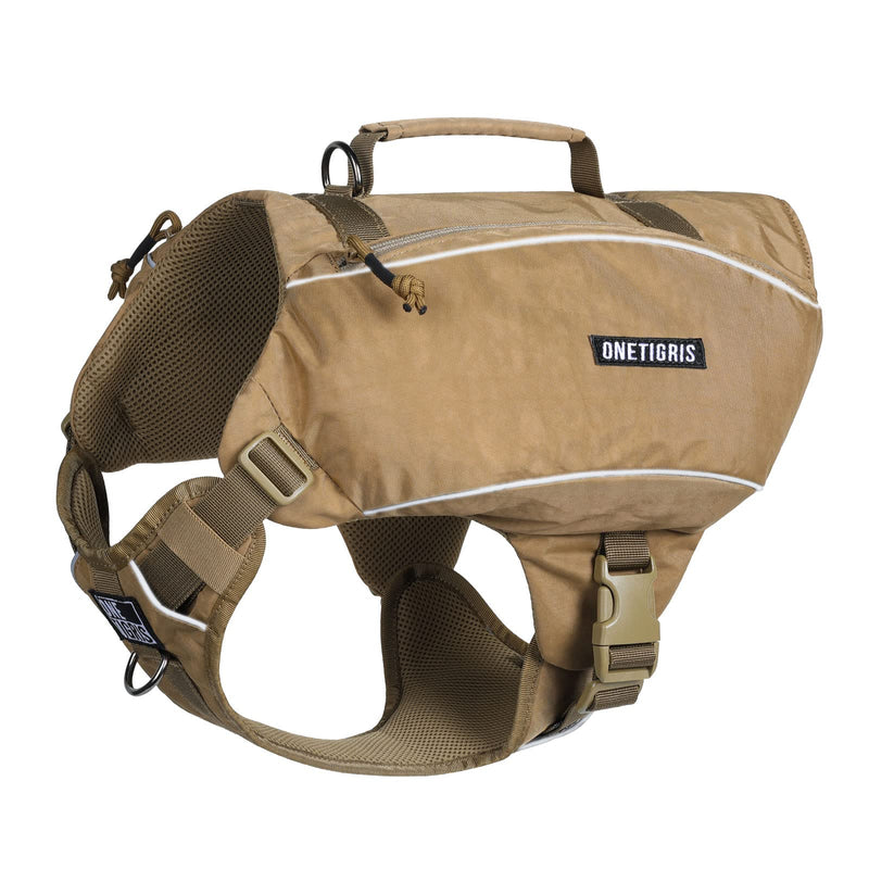OneTigris Y-Shaped Dog Backpack No Pull CAMLUS Dog Saddle Bag with D-Rings, Lightweight Dog Pack Hiking Gear for Dogs Hunting Camping Travel L Brown - PawsPlanet Australia