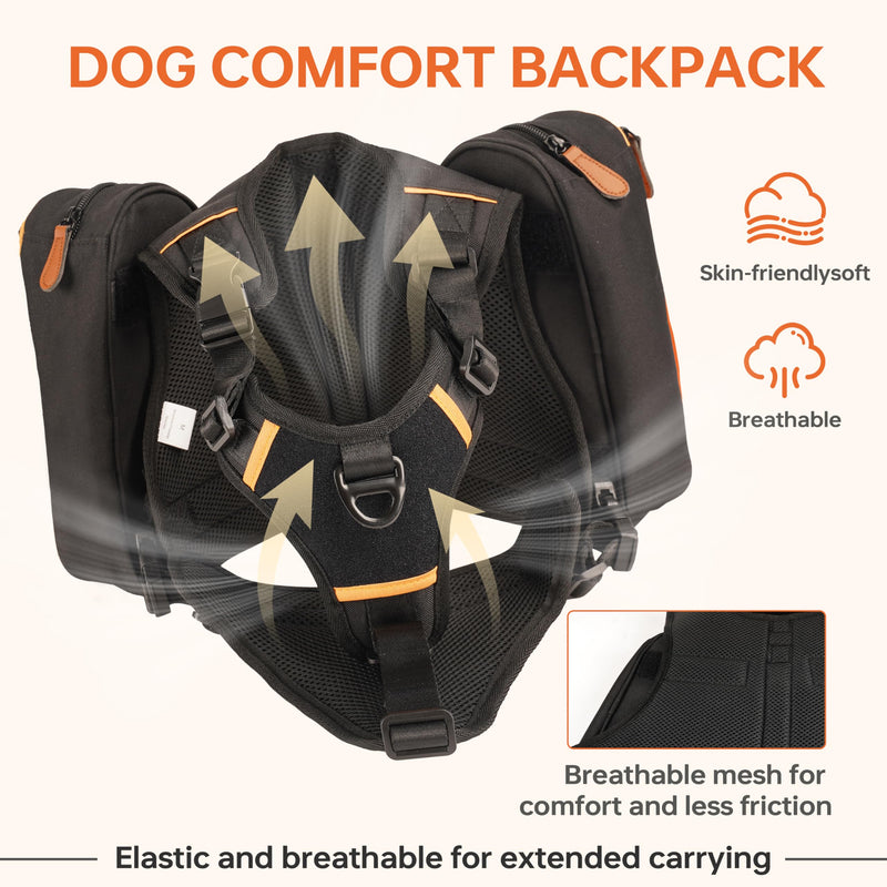 Dog Backpack for Medium & Large Dogs, Detachable Side Bags, Quick-Poop Bag Dispenser | No-Pull Adjustable Harness for Large-Chested Breeds | Non-Slip Handle for Hiking, Walking, Outdoor Adventures（M） M - PawsPlanet Australia