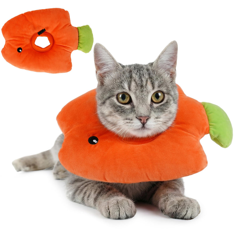 PUMYPOREITY Soft Fish Shaped Cat Cone Collar, Adjustable Padded Elizabethan Collar for Kittens, Anti-Lick Protective Neck Cone for Post-Surgery Wound Recovery, M, Orange Medium