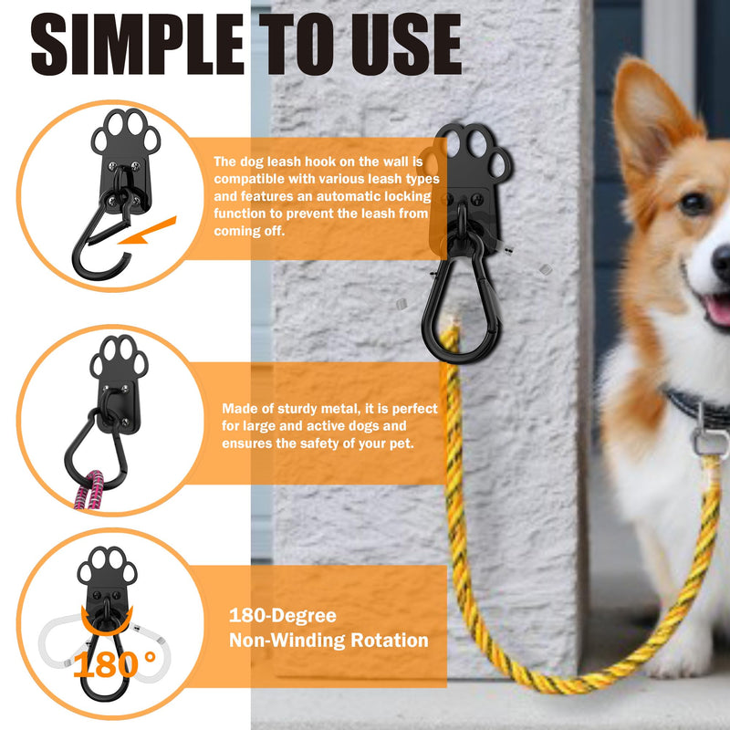 XIAOXINGYUN Heavy-Duty Indoor and Outdoor Dog Leash Holder for Wall – Automatic Closing Dog Leash Hook, Secure and Escape-Proof Hook for Lead Management, Easy to Install for Home & Business - PawsPlanet Australia